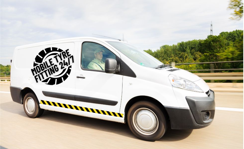 Mobile Tyre fitting van on way to job